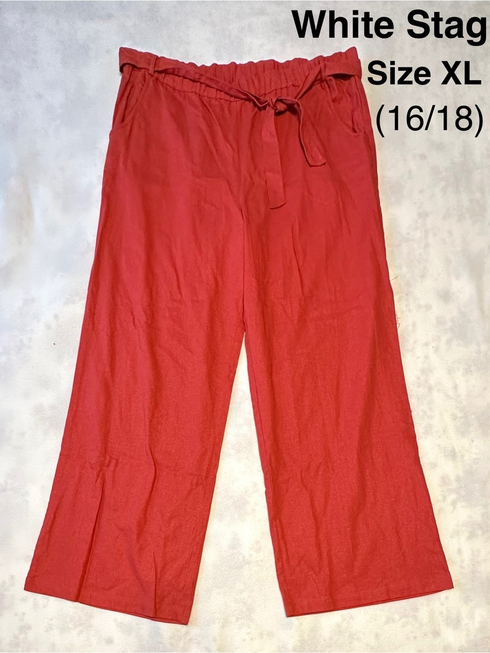 White Stag Coral Amber Tie-Waist Wide-Leg Pants Spring Summer Linen Rayon